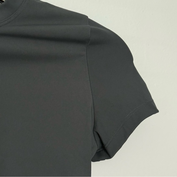 Adanola Slate Gray Cropped Stretch Short Sleeve Top - XSmall - Picture 4 of 6